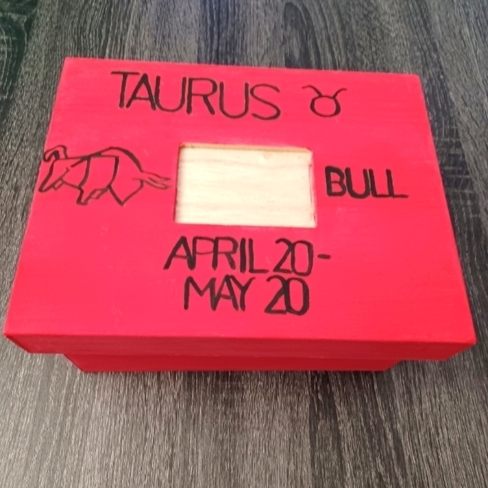 Taurus Handpainted Wooden Box